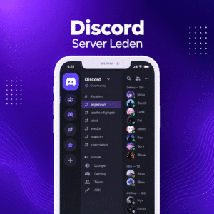 Discord server leden kopen – Instawings productafbeelding met Discord-server op een smartphone