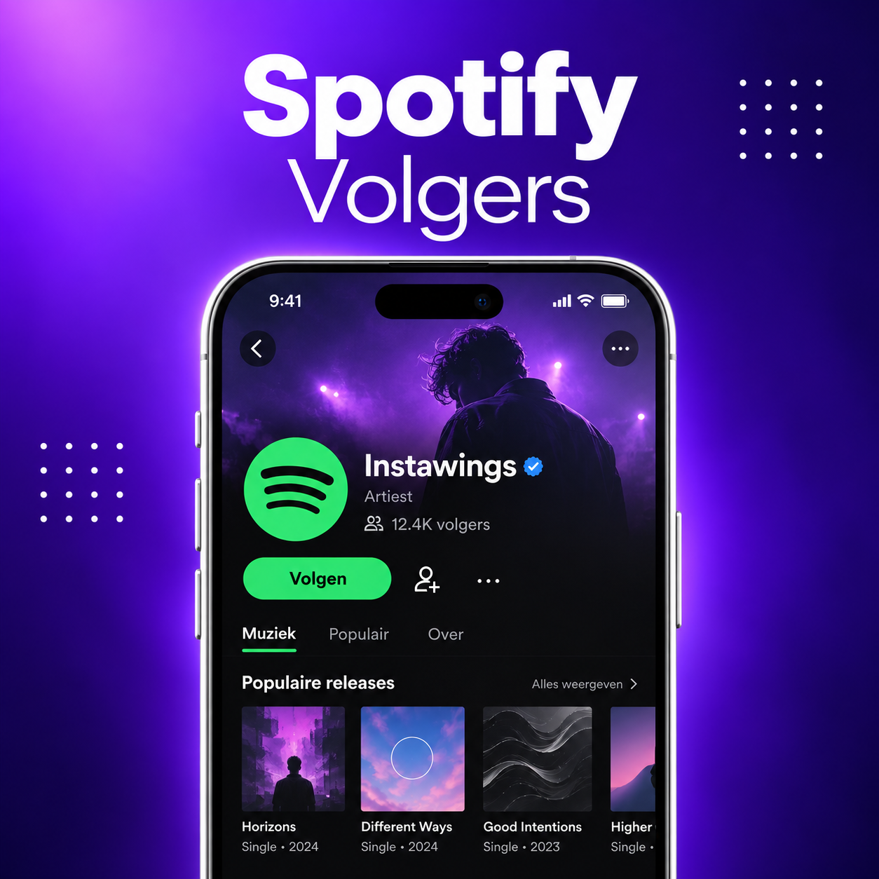 Spotify volgers kopen – Spotify-profiel met volgknop op een smartphone