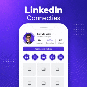 LinkedIn connecties kopen – Instawings productafbeelding met professioneel netwerk op een smartphone