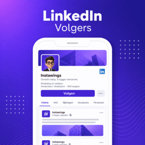 LinkedIn volgers kopen – Instawings productafbeelding met LinkedIn-profiel op een smartphone