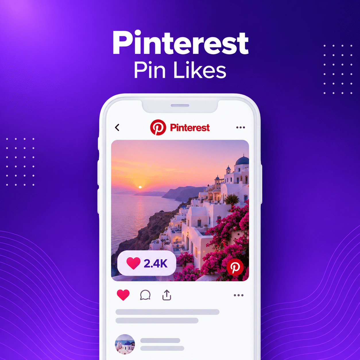 Pinterest pin likes kopen – Instawings productafbeelding met Pinterest pin op een smartphone